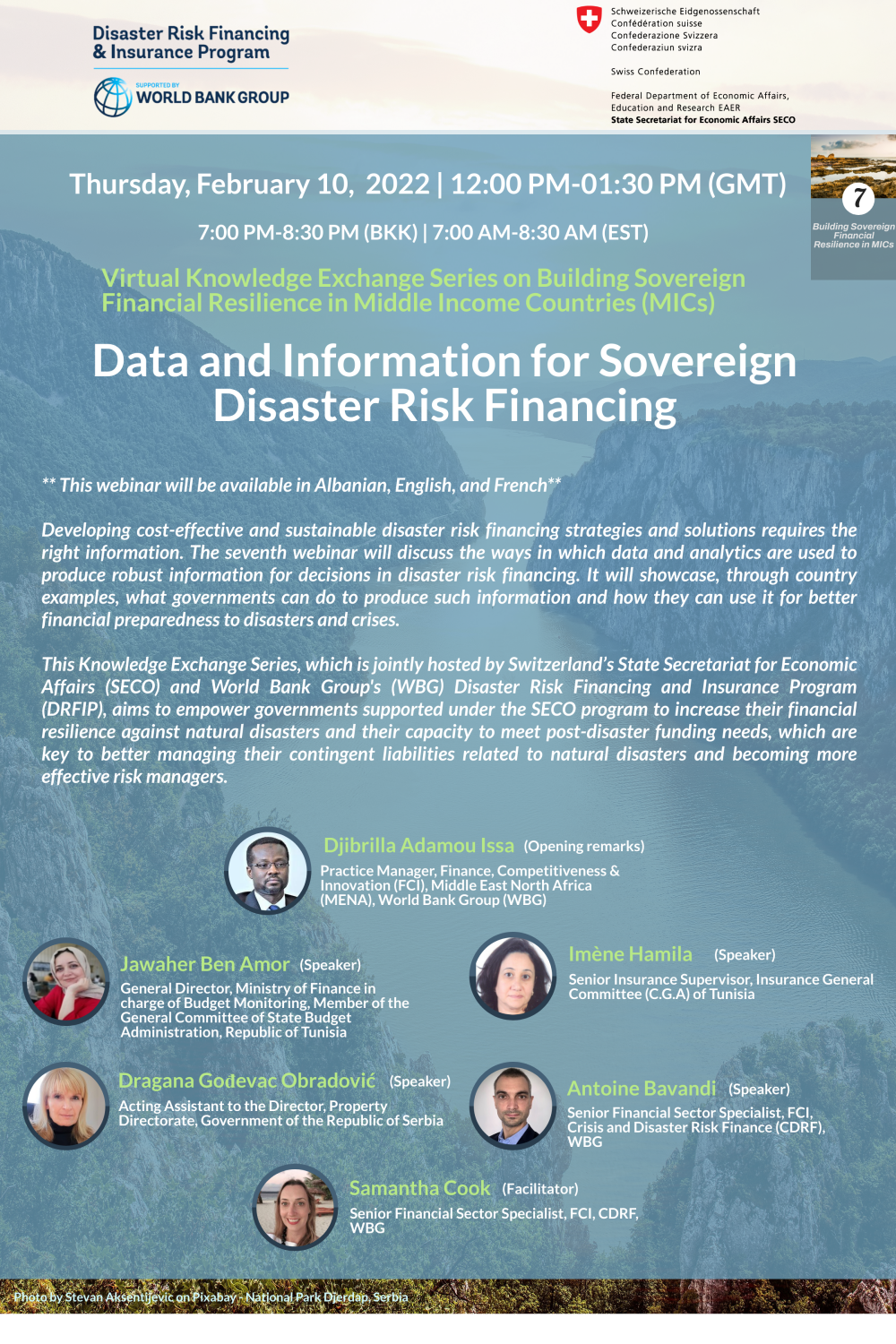 Data and Information for Sovereign Disaster Risk Financing (Webinar #7), Virtual Knowledge Exchange Series on Building Sovereign Financial  Resilience in Middle Income Countries (MICs)